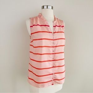 Tommy Hilfiger Size XS Sleeveless Button Down blouse Orange Striped